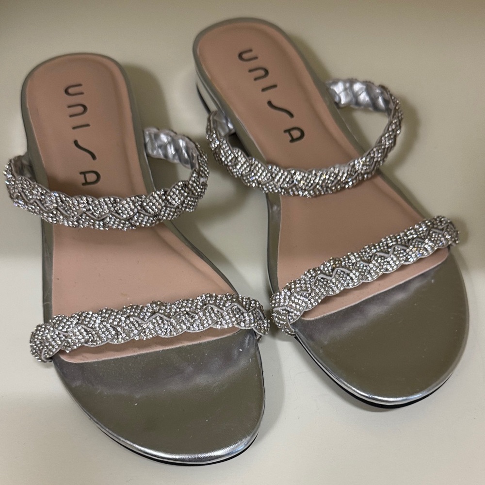 Unisa Silver Braided Strap Sandals